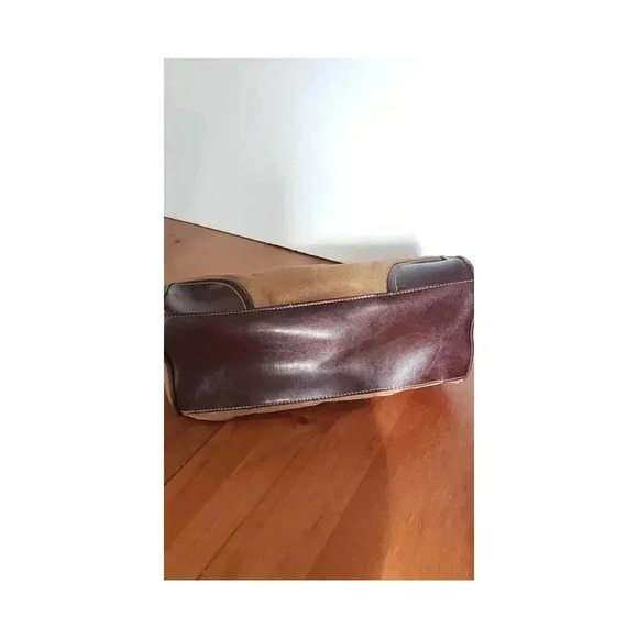 Tommy Hilfiger faux suede shoulder satchel bag small brown‎ faux leather - Picture 4 of 6